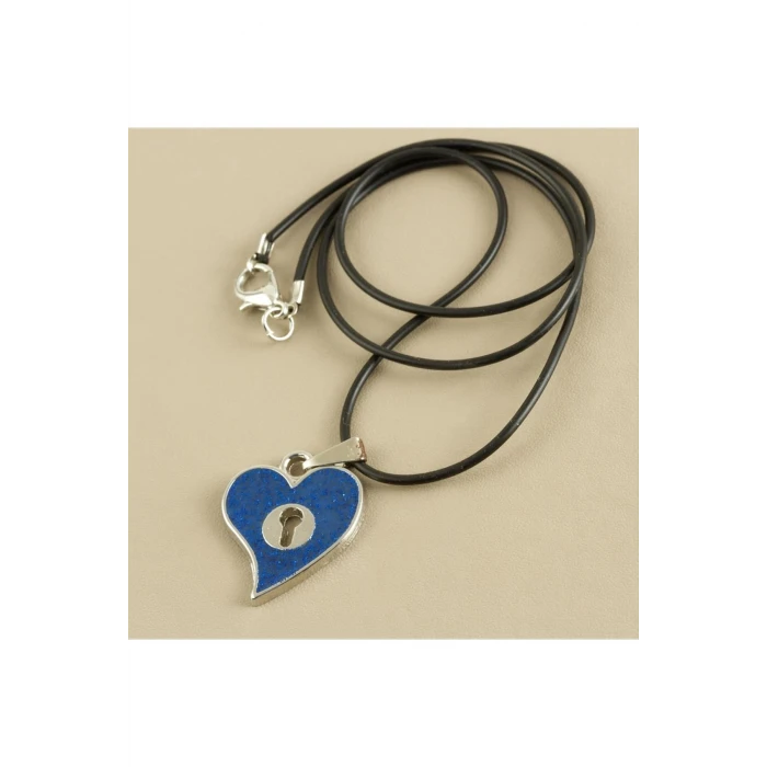 ieg™ Kalp Metal Vinlex Deri Kolye