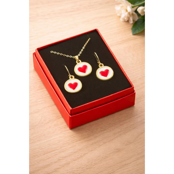 ieg™ Kalp Mineli Kutulu Kolye Set