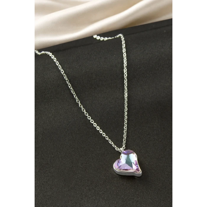 ieg™ Kalp Taşlı Çelik Kolye