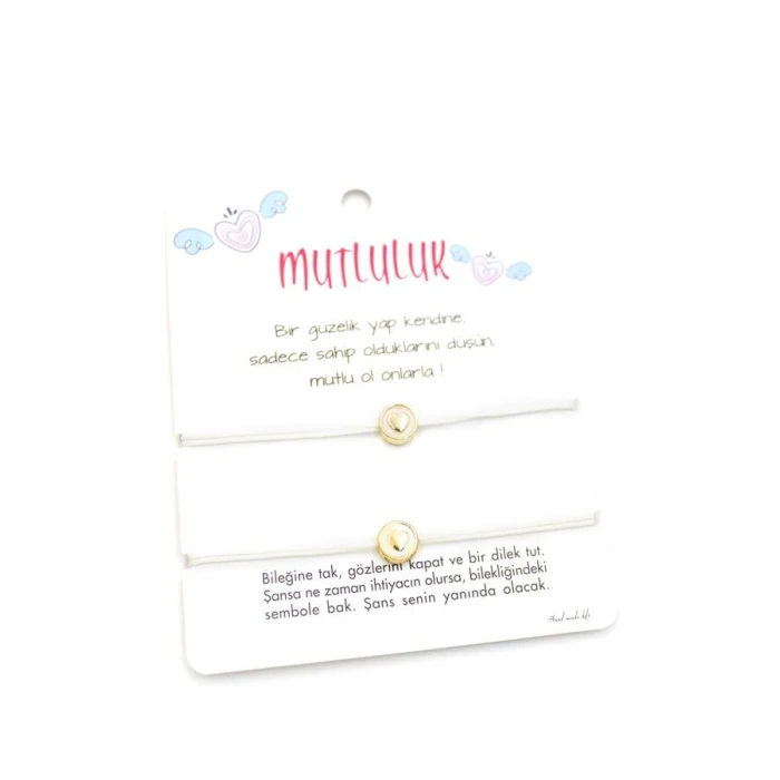 İEG Kalpli Arkadaş İp Bileklik - Beyaz