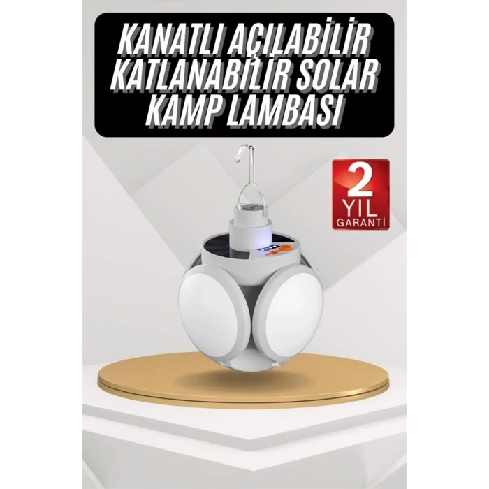 ieg™ Kamp Lambası Güneş Enerjili Solar 5 Kanatlı Katlanır Lamba Karavan
