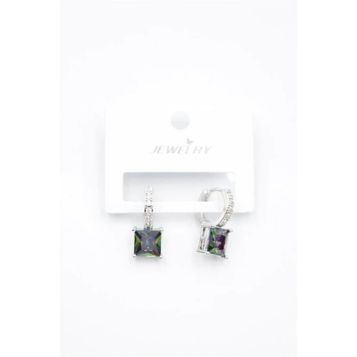 ieg™ Kare Taşlı Küpe - Gümüş