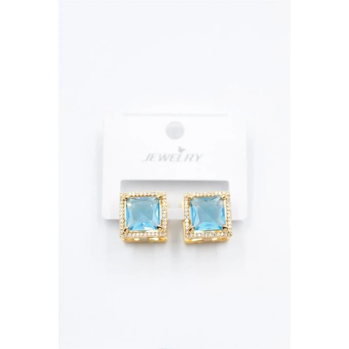 ieg™ Kare Taşlı Küpe - Turkuaz