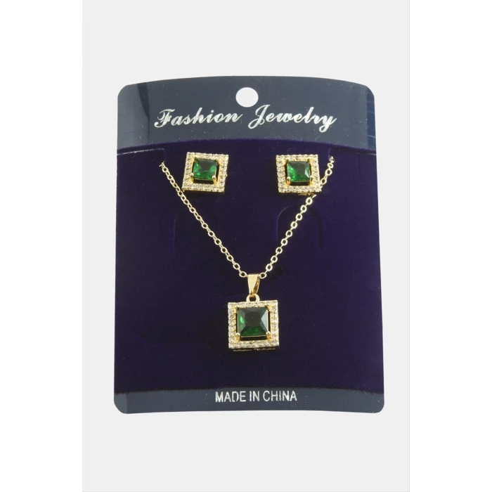 ieg™ Kare Zirkon Taşlı Set Kolye