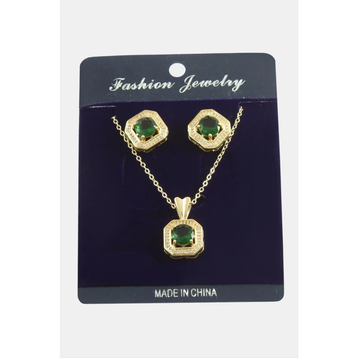 ieg™ Kare Zirkon Taşlı Set Kolye