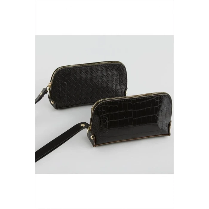 ieg™ Karışık Desenli Siyah Dikdörtgen Deri Cüzdan