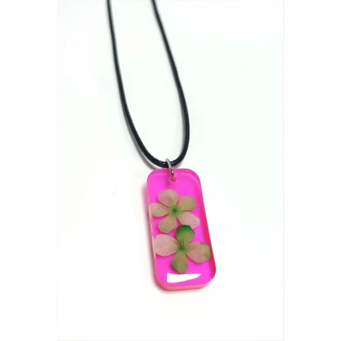 ieg™ Kartopu Çiçeği Dikdörtgen Epoksi Kolye