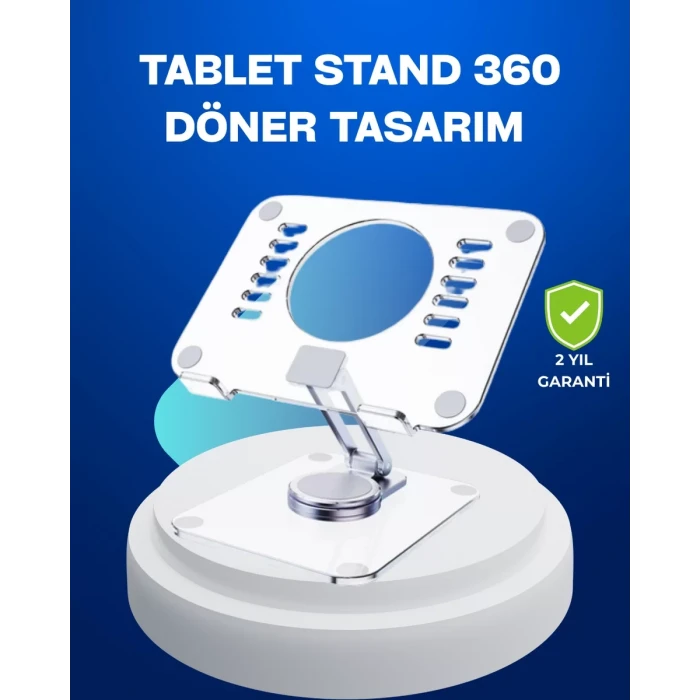 ieg™ Katlanabilir Tablet Standı Ayarlanabilir Kaymaz Şeffaf Tasarım