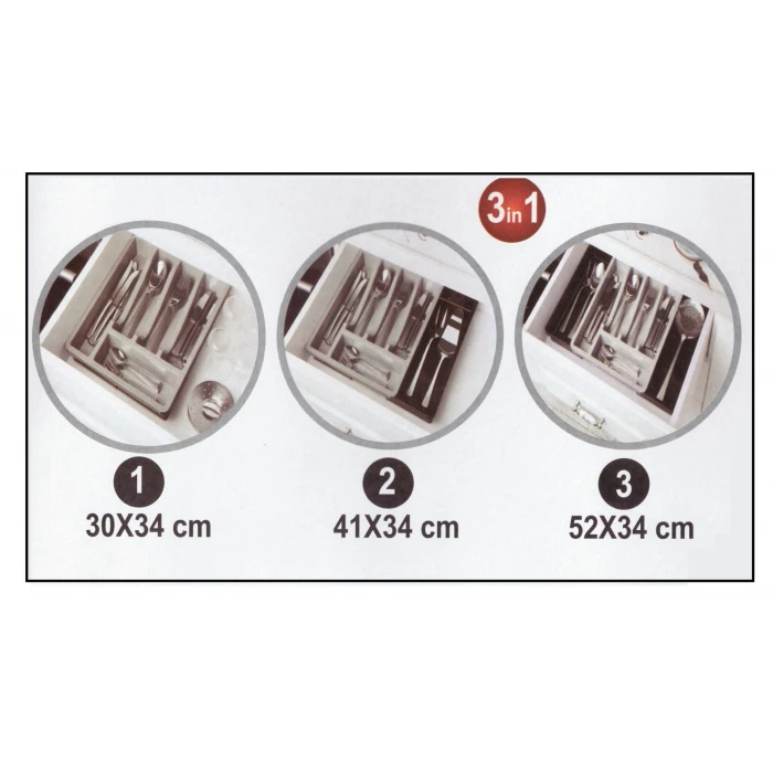 ieg™ Kayar Kaşıklık Organizeri - 3 Aşamalı Sürgülü - Sağ Sol Açılır