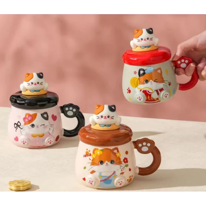 ieg™ Kedi Desenli Figürlü Seramik Bardak