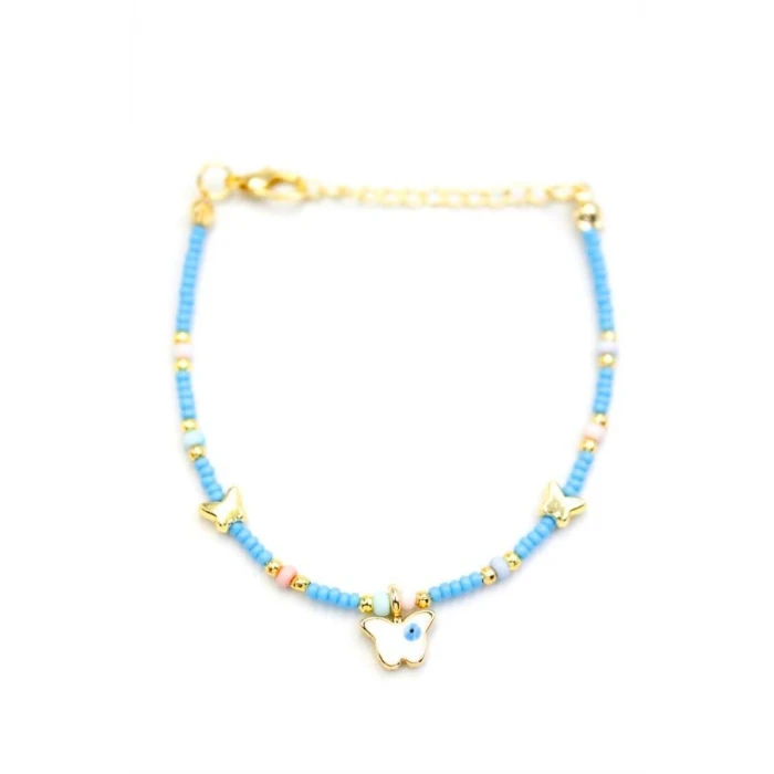 ieg™ Kelebek Boncuk Bileklik - Açık Mavi