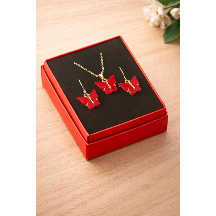 ieg™ Kelebek Polyester Kutulu Kolye Set