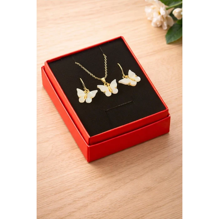 ieg™ Kelebek Polyester Kutulu Kolye Set