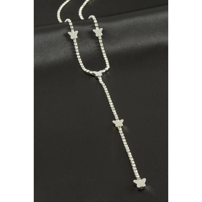 ieg™ Kelebek Şerit Taşlı Çelik Y Kolye