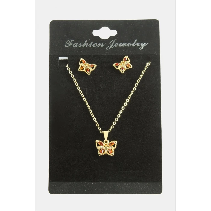 ieg™ Kelebek Zirkon Taşlı Set Kolye