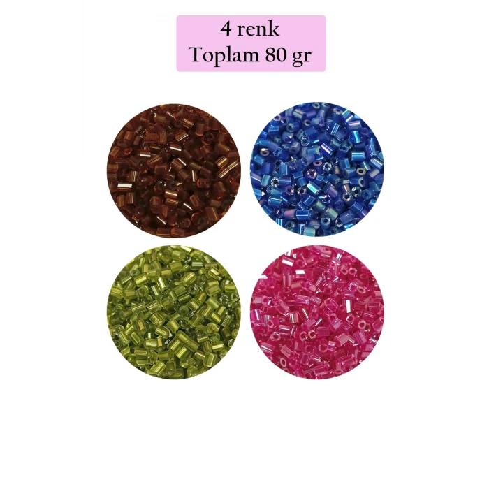 İEG Kesme Cam Boncuk 2mm - 4 Renk - Toplam 80 Gram - BNC445
