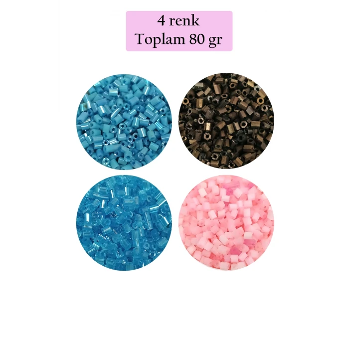 İEG Kesme Cam Boncuk 2mm - 4 Renk - Toplam 80 Gram - BNC446