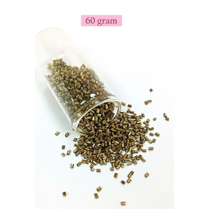İEG Kesme Cam Boncuk 2mm - 60 Gram - Metalik Sarı - BNC390