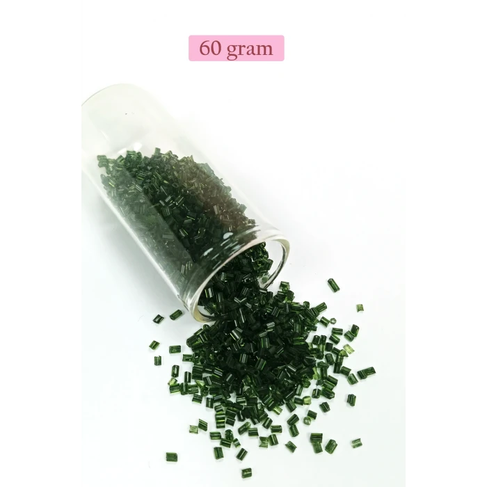 İEG Kesme Cam Boncuk 2mm - 60 Gram - Şeffaf Koyu Yeşil - BNC367