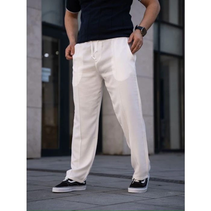 ieg™      Keten Cepli Çıma Dikişli jogger Buggy Pantalon Rahat kalıp - Beyaz