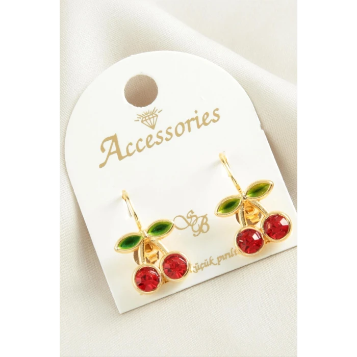 ieg™ Kiraz Taşlı Mineli Klipsi Küpe