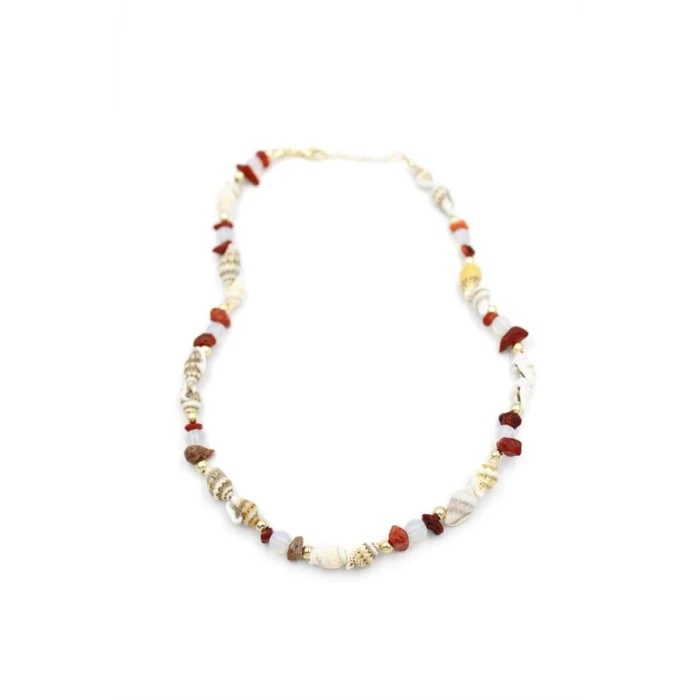 ieg™ Kırıktaşlı Deniz Kabuğu Kolye - Kırmızı