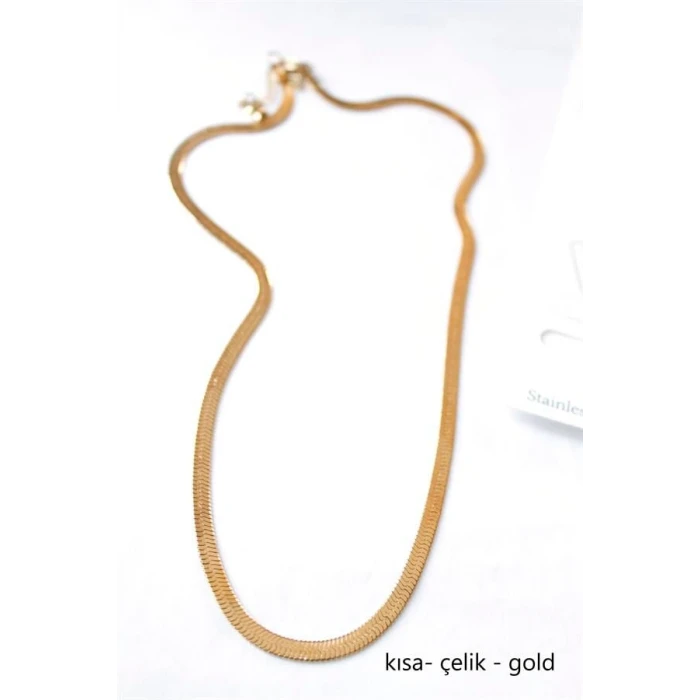 ieg™ Kısa İtalyan Çelik Kolye-45 CM - Altın