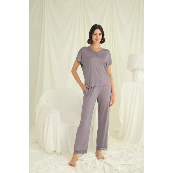 ieg™ Kısa Kollu V Yakalı Dantelli Pijama Takımı