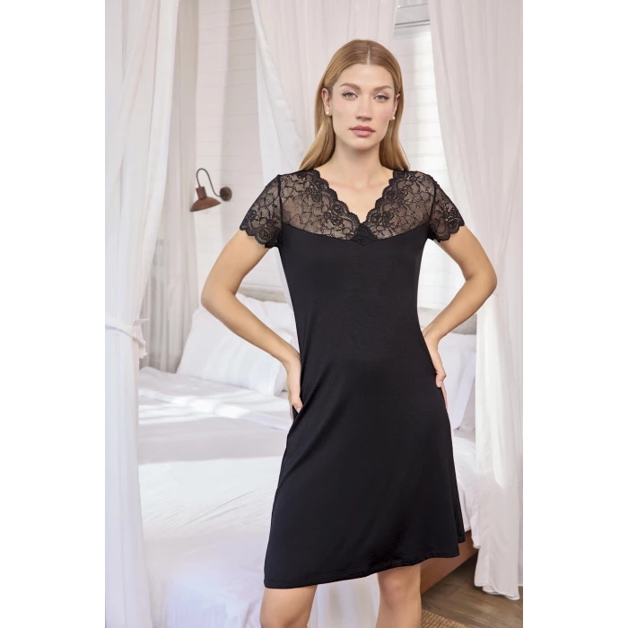 ieg™ Kısa Kollu ve Dantelli V Yaka Gecelik