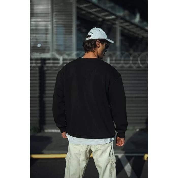 ieg™ Kışlık Bisiklet Yaka Üç İplik Basic SweatShirt - Siyah