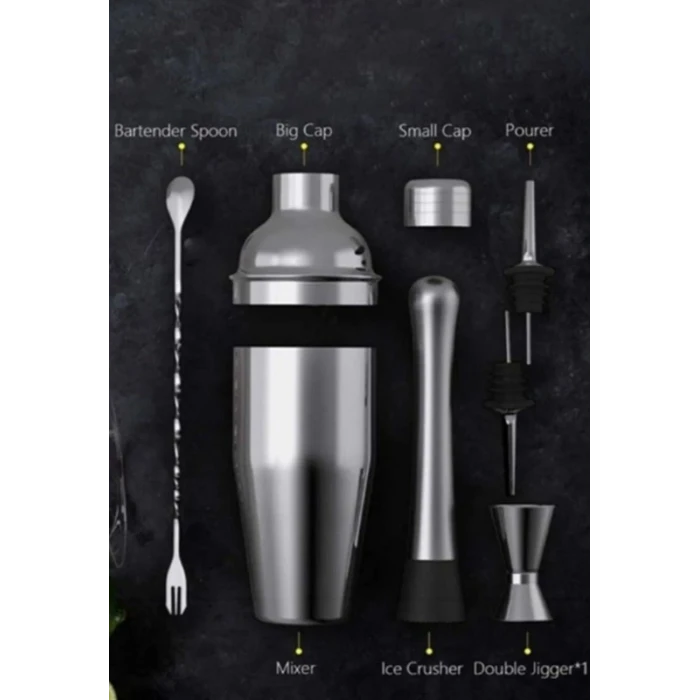 ieg ™ Kokteyl Hazırlama Shaker Seti 6 Parça Çelik Shaker Barmen Seti
