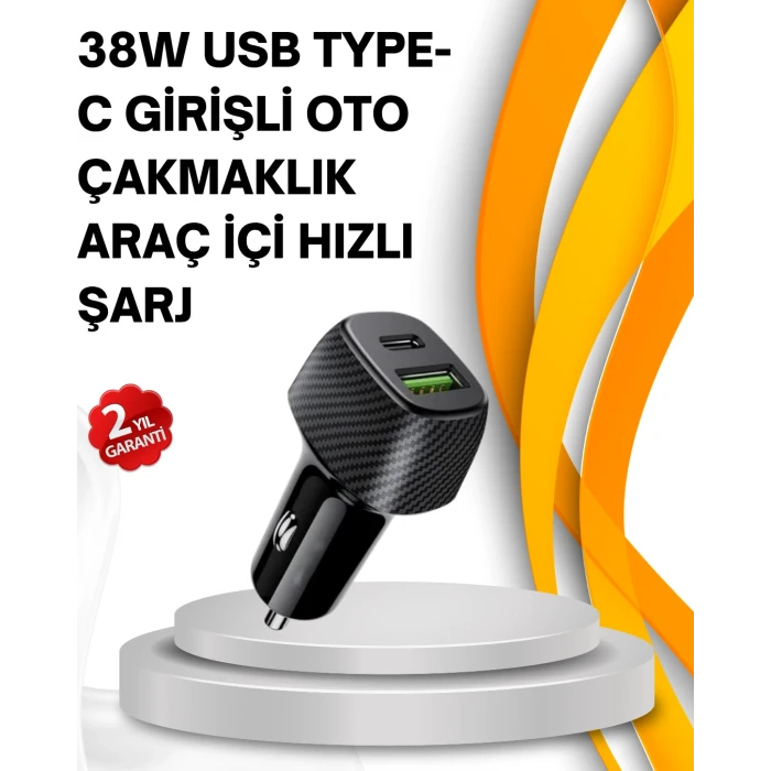 ieg™ Kompakt Tasarımlı Type-c + Usb Girişli Araç Şarj Başlığı