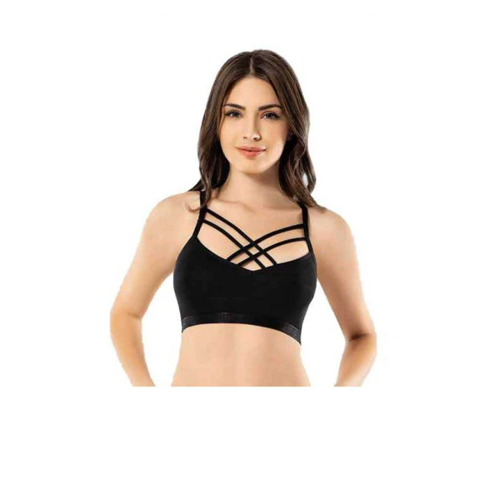 ieg™ Kota 2 Adet Siyah Tül Modelli Çapraz İpli Büstiyer