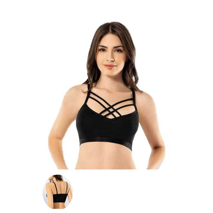 ieg™ Kota 4 Adet Siyah Tül Modelli Çapraz İpli Büstiyer