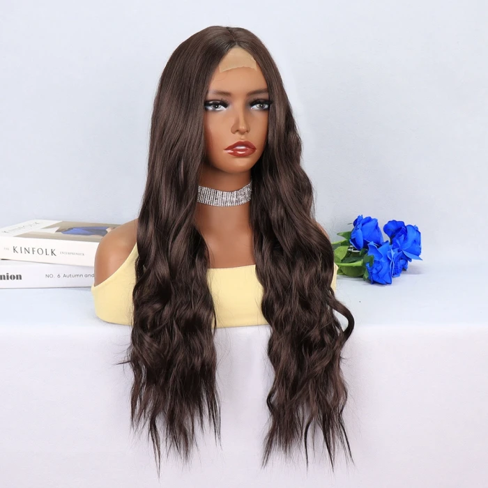 ieg™ Koyu Kumral Dalgalı Uzun Tül Peruk