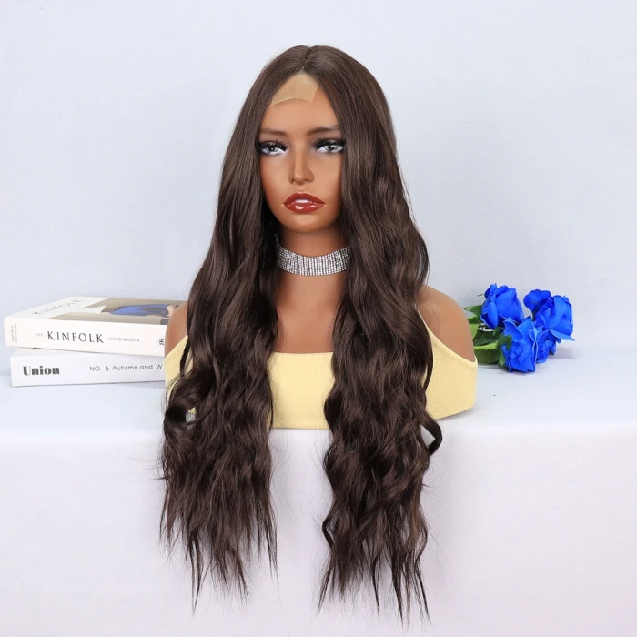 ieg™ Koyu Kumral Dalgalı Uzun Tül Peruk