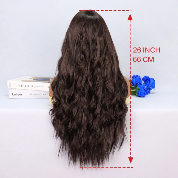 ieg™ Koyu Kumral Dalgalı Uzun Tül Peruk