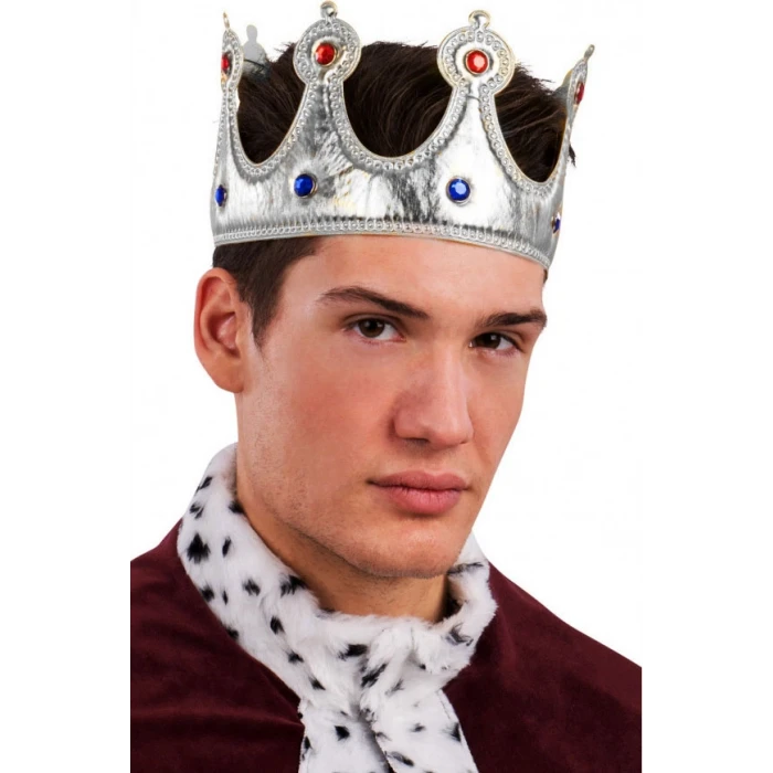 ieg™ Kral Tacı Gümüş Renk Kumaş Malzeme Yetişkin Boy