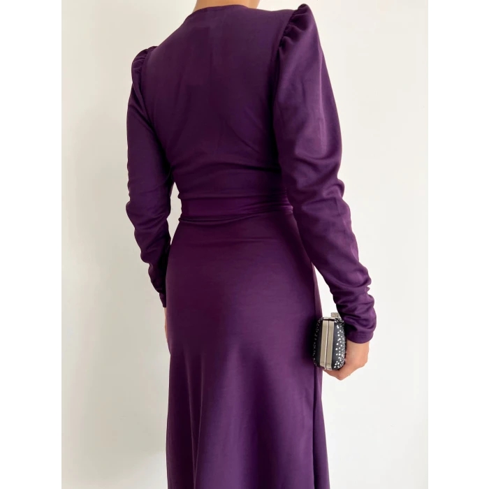 ieg™ Krep Kumaş Midi Boy Kuşaklı Uzunkol Elbise