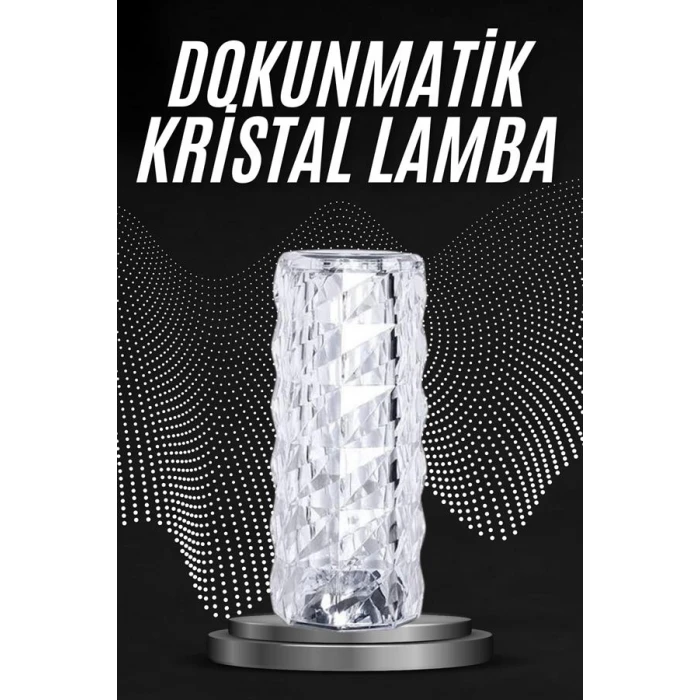 ieg™ Kristal Lamba Masa Lambası Şarjlı Masa Lambası Dokunmatik Sensör Usb Şarjlı