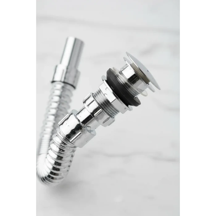 ieg™ Krom Basmalı Sifon Körüklü Sifon Bas Stoplu Lavabo Mutfak SifonuPaslanmaz