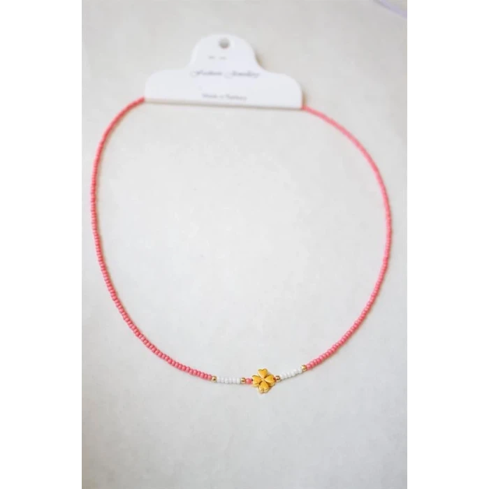 ieg™ Kum Boncuklu Yonca Kolye - Nar Çiçeği