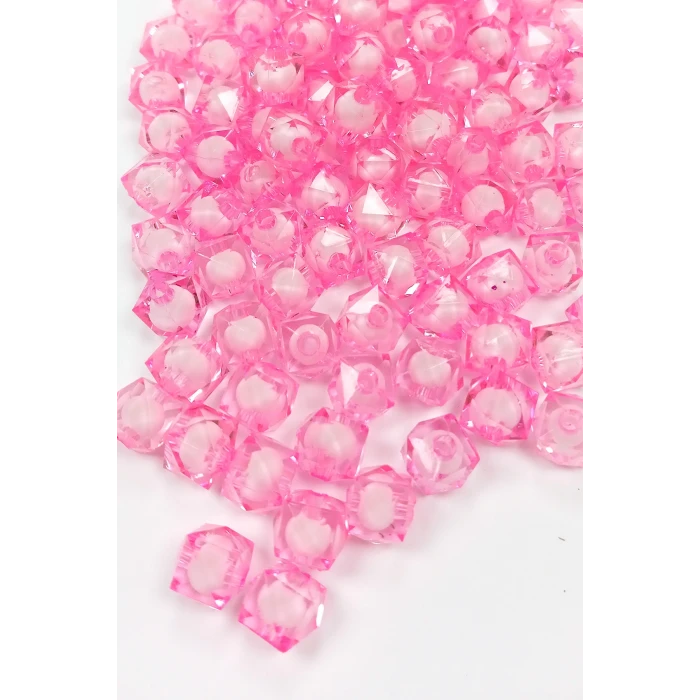 İEG Küp Boncuk İçten Boncuklu Bileklik Çanta Boncuğu 10 mm 50 gr Pembe - BNC459