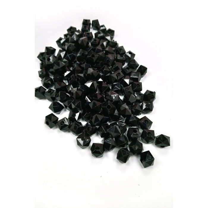 İEG Küp Boncuk İçten Boncuklu Bileklik Çanta Boncuğu 10 mm 50 gr Siyah - BNC457