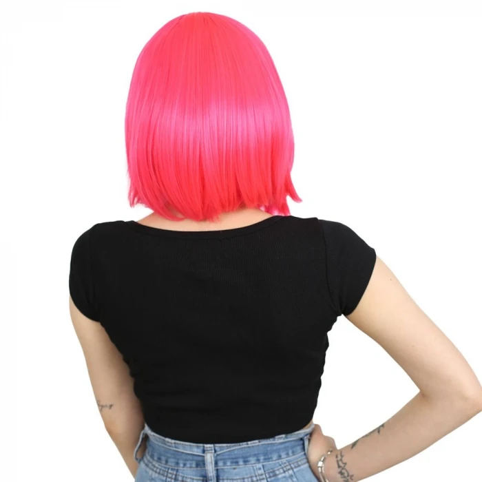 ieg™  Küt Kahküllü Fiber Sentetik Peruk - Neon Pembe