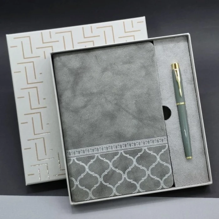 ieg ™ Kutulu Deri Defter Roller Kalem Set