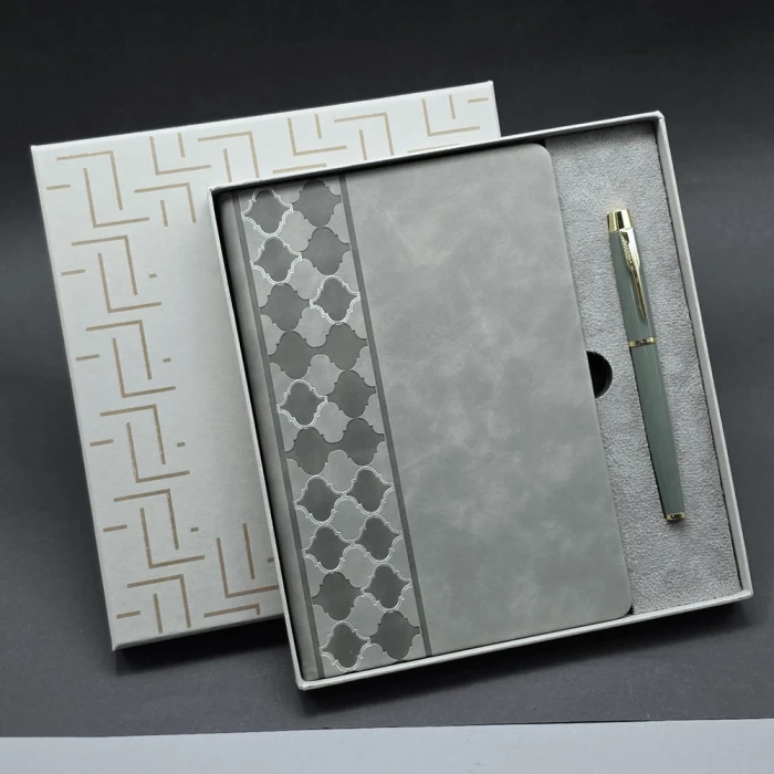 ieg™ Kutulu Gri Defter Ve Metal Kalem Seti