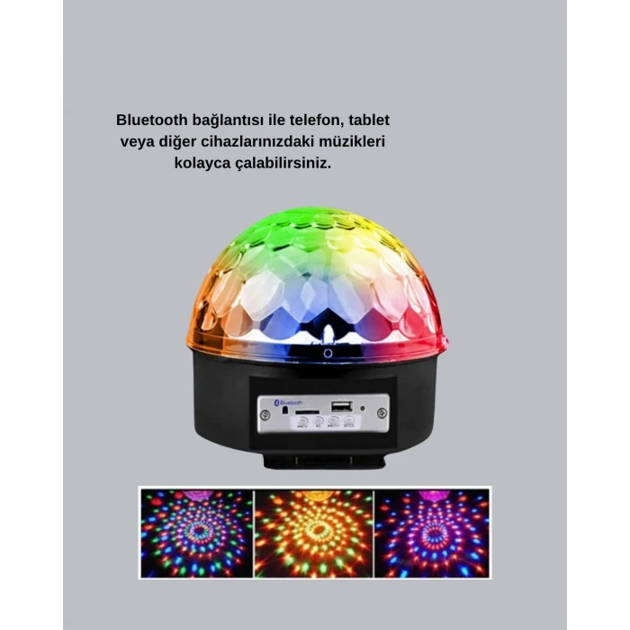 ieg™ LED Disko Küresi Bluetooth Hoparlörlü Ritimle Senkronize Döner Işıklı