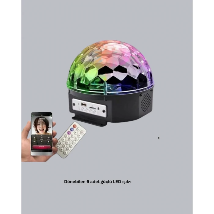 ieg™ Led Disko Küresi Bluetooth Hoparlörlü Ritimle Senkronize Döner Işıklı