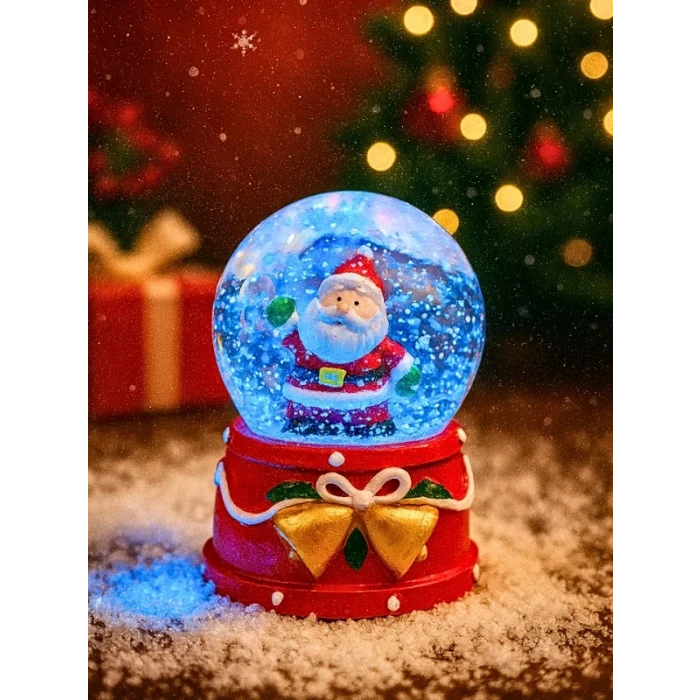 ieg ™ LED Işıklı 2026 Yılbaşı Kar Küresi – 9 cm Orta Boy Noel Baba Figürlü Dekoratif Süs 48